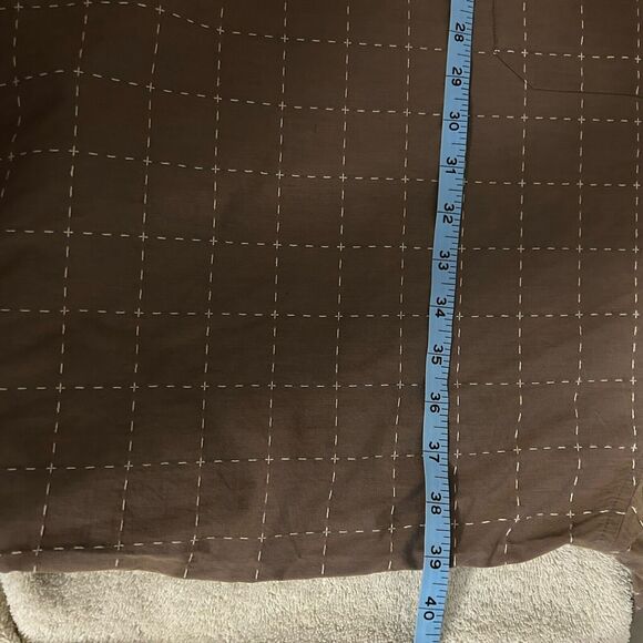 Ossomani Men's 7XB Short Sleeve Button Up Shirt Brown and White 100% Cotton - Picture 6 of 8